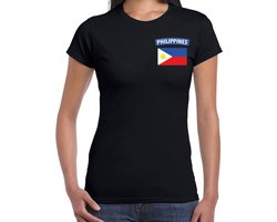 Philippines t-shirt met vlag zwart op borst voor dames - Filipijnen landen shirt - supporter kleding XL