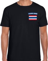 Thailand t-shirt met vlag zwart op borst voor heren - Thailand landen shirt - supporter kleding XL