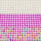 150 Plakoorbellen- Parel- Midden roze- Wit- Multi- 5 mm- Geen gaatjes- Charme Bijoux