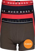 HUGO BOSS boxer brief (3-pack) - heren boxers normale lengte - blauw - rood en olijfgroen -  Maat: XL