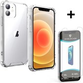 Ceezs telefoonhoesje geschikt voor Apple iPhone 12 Mini hoesje schokbestendig / shockproof TPU case transparant + glazen Screen Protector