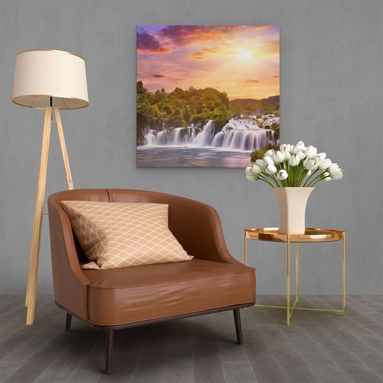 Artaza - Peinture sur toile - Chutes d'eau dans la forêt - 70x70 - Photo sur toile - Impression sur toile