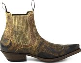 Mayura Boots Thor 1931 Hazelnoot Bruin/ Heren Spitse Western Enkellaars Schuine Hak Elastiek Vintage Look Maat EU 40