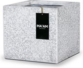 MA'AM Leah plantenbak - vierkant - 44x36 - wit - vorstbestendig - granito - met afwateringsgat - bloembak