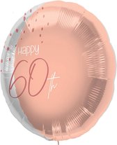 Folieballon - 60 jaar - Luxe - Roze, roségoud, transparant - 45cm - Zonder vulling