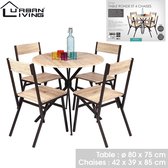 Fornord - Ronde Tafel Met 4 Stoelen - Hout en Metaal