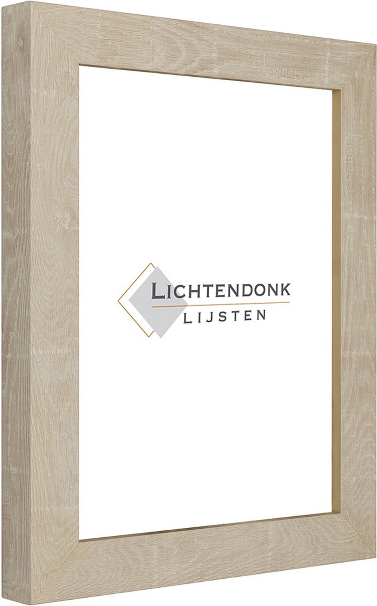 Lichtendonk Fotolijst Zand Bruin - Houtlook - Fotomaat 15x15 - Ontspiegeld Glas - Art.nr. 55-541 NaturelNaturel