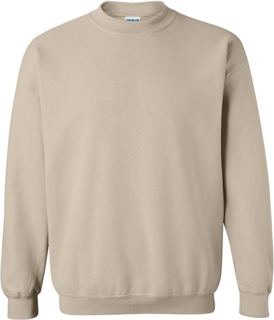 Sweatshirt unisexe Gildan couleur sable, col rond, manches longues.