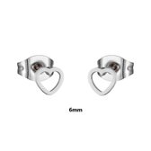 Aramat jewels ® - Open hartjes oorbellen zilverkleurig zweerknopjes staal 6mm