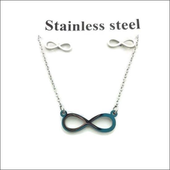 Aramat jewels ® - Sieradenset oorbellen en ketting infinity staal dames 48cm
