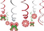 hangdecoratie Snoep folie groen/rood/zilver 12 stuks