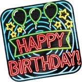 huldeschild Neon Birthday 50 x 50 cm karton zwart