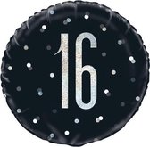 folieballon 16 rond latex 45 cm zwart/zilver