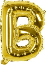 folieballon letter B 36 cm goud