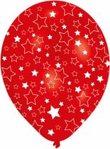 ballonnen ster junior 27,5 cm latex rood/wit 6 stuks