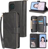 Voor Huawei P40 Lite Rits Portemonnee Tas Horizontale Flip PU Lederen Case met Houder & 9 Kaartsleuven & Portemonnee & Lanyard & Fotolijst (Zwart)