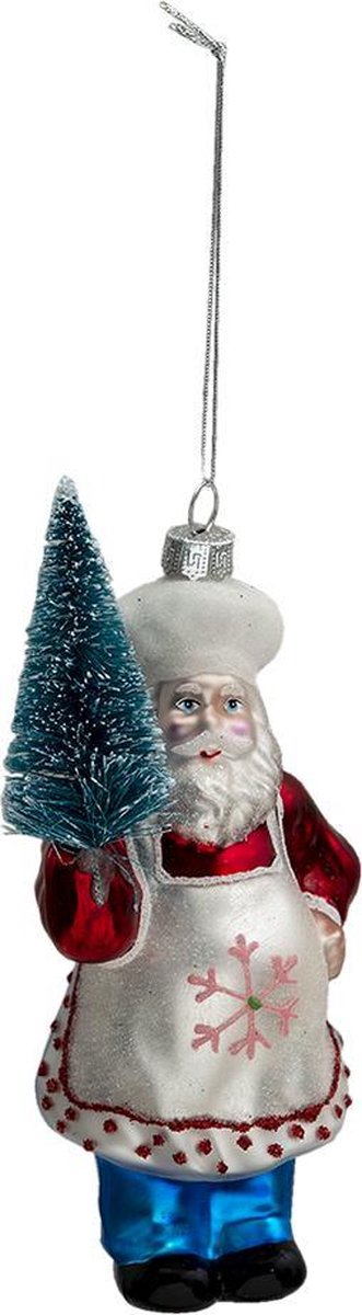 Clayre & Eef Kersthanger Kerstman 16 cm Rood Blauw Glas