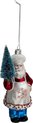 Clayre & Eef Kersthanger Kerstman 16 cm Rood Blauw Glas Kerstbal