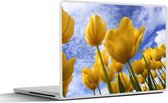 Laptop sticker - 10.1 inch - Bloemen - Wolken - Geel - 25x18cm - Laptopstickers - Laptop skin - Cover
