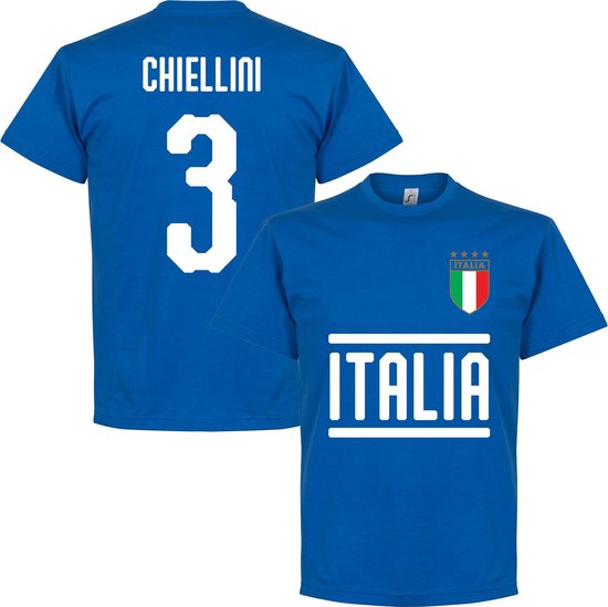 Italië Chiellini 3 Team T-Shirt - Blauw - L