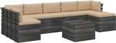 Medina 8-delige Loungeset met kussens pallet massief grenenhout