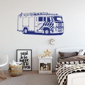 Muursticker Brandweer Auto -  Donkerblauw -  120 x 59 cm  -  baby en kinderkamer - Muursticker4Sale