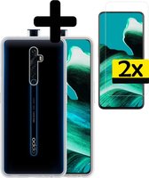 Hoesje Geschikt voor OPPO Reno 2 Hoesje Siliconen Case Met 2x Screenprotector - Hoes Geschikt voor OPPO Reno 2 Hoes Siliconen - Transparant