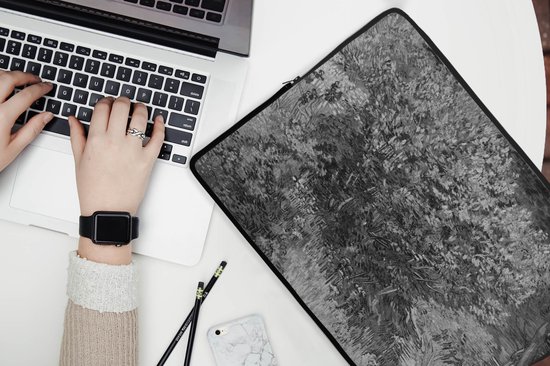 Housse ordinateur 17 pouces 41x32 cm - Vincent van Gogh - Housse Macbook & Laptop Lilas en noir et blanc - Peinture de Vincent van Gogh - Housse ordinateur portable avec photo