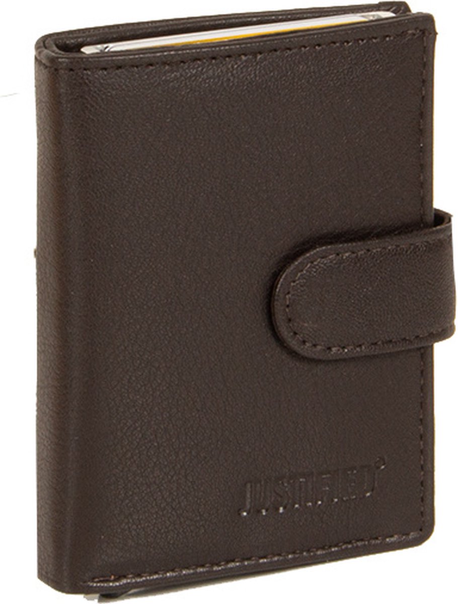 Leather Nappa credit case holder brown + box