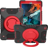 Case2go - Tablet hoes geschikt voor iPad 2021 - 10.2 Inch - Extreme Hand Strap Armor Case - Zwart/Rood