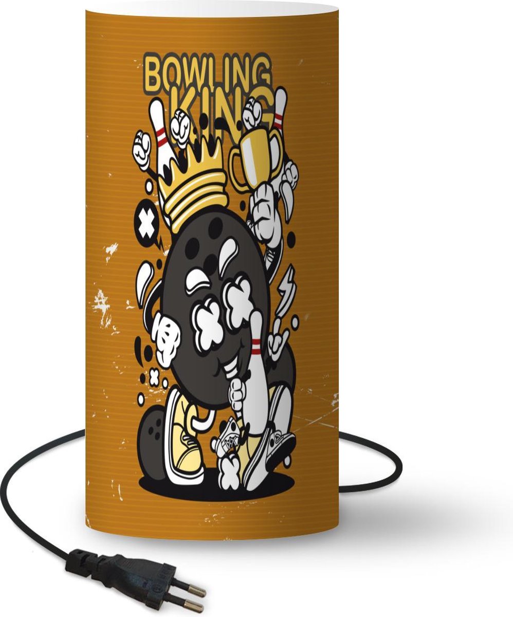 Lamp - Nachtlampje - Tafellamp slaapkamer - Vintage - Bowling - Koning - 33 cm hoog - Ø15.9 cm - Inclusief LED lamp
