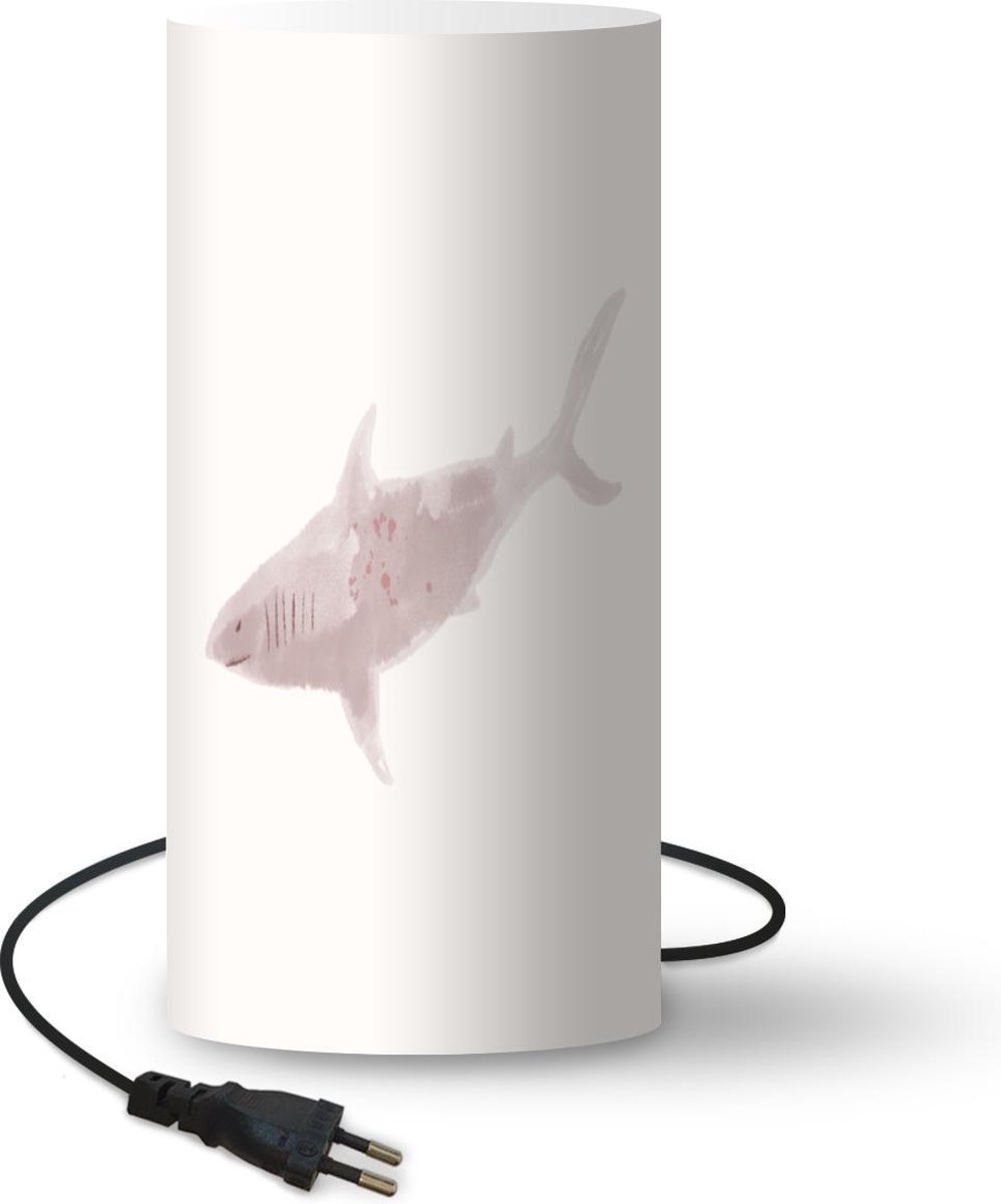 Lamp - Nachtlampje - Tafellamp slaapkamer - Haai - Roofdieren - Waterverf - 54 cm hoog - Ø24.8 cm - Inclusief LED lamp