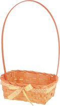 Paaseieren mandje oranje vierkant met hengsel 39 cm - Pasen feestartikelen - Paaseitjes zoeken raapmandje