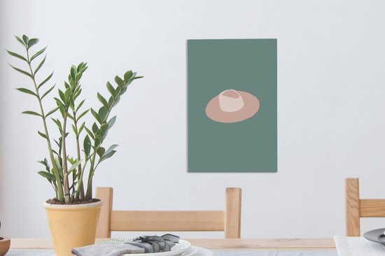 Toile Peinture Eté - Chapeau de Plage - Pastel - 20x30 cm - Décoration murale