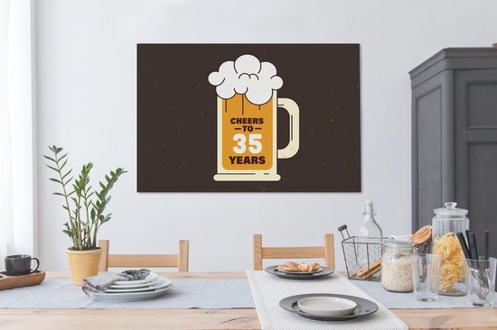 Toile Peinture Anniversaire - Cadeau Anniversaire - 35 Ans - 140x90 cm - Décoration murale