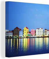 Canvas Schilderij Curaçao - Skyline - Willemstad - 20x20 cm - Wanddecoratie
