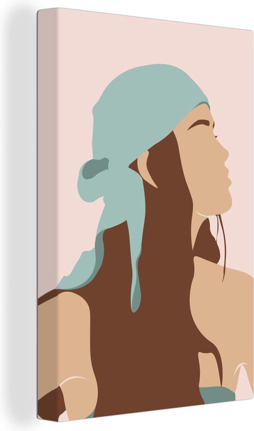Tableau sur toile Été - Femme - Bandana - 90x140 cm - Décoration murale
