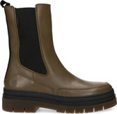 Manfield - Dames - Khaki leren chelsea boots - Maat 38