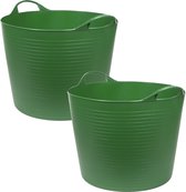 4x stuks flexibele kuip emmer/wasmand rond groen 45 liter - Opbergmanden - 37 x 45 cm