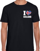 I love Iceland t-shirt zwart op borst voor heren - IJsland landen shirt - supporter kleding L