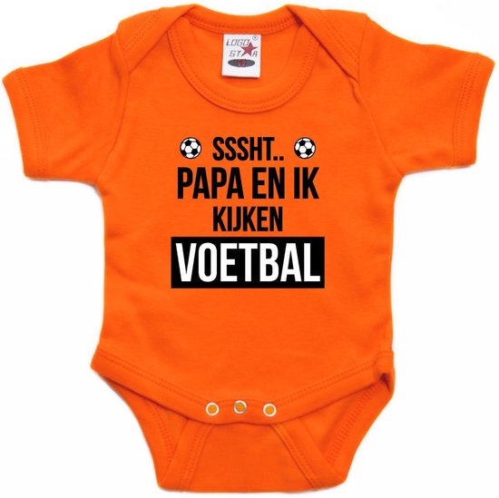 Barboteuse fan Oranje pour bébés - Sssht watch football - Supporter Holland / Nederland - Championnat d'Europe / Coupe du Monde / Fête du Roi barboteuses 68 (4-6 mois)