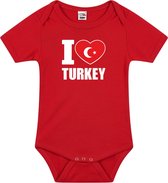 I love Turkey baby rompertje rood jongens en meisjes - Kraamcadeau - Babykleding - Turkije landen romper 68 (4-6 maanden)