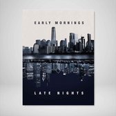 DEVICI Motiverende Wanddecoratie - Muurdecoratie - Early Mornings Late Nights - Canvas Wall Art Ingelijste Wanddecoratie Kantoor Ingelijste Kunstposters & Kunstprints