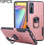 10 PCS Shield Armor PC + TPU-beschermhoes met 360 graden rotatieringhouder voor OPPO Realme 7 (roségoud)