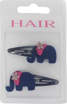 Haarspeldjes klikklak 5.0cm Vilten Olifantje - Navy - 2 stuks