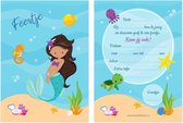 Uitnodigingen Kinderfeestje Zeemeermin - Uitnodiging Verjaardagsfeestje Meisje - 10 stuks