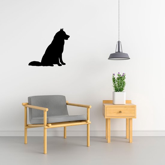 Goberian - Chien Silhouette - S - 45x49cm - Zwart - décoration murale