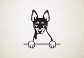 Toy Fox Terrier - Amerikaanse Toyterrier - hond met pootjes - M - 63x60cm - Zwart - wanddecoratie