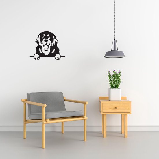 Dogue du Tibet - chien avec pattes - M - 56x68cm - Zwart - décoration murale