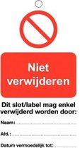 Niet verwijderen waarschuwingslabel 80 x 150mm